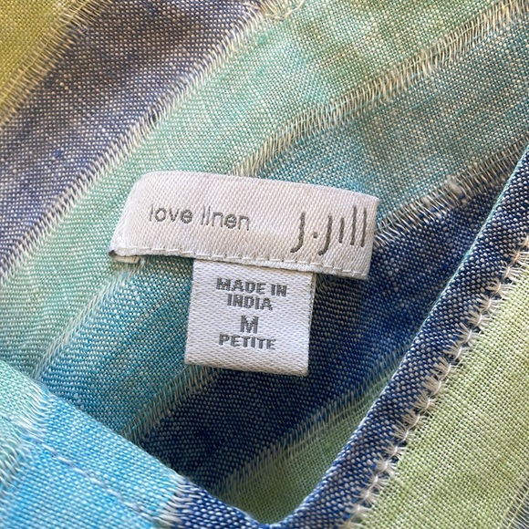 J Jill Love Linen Stripe Maxi Dress Sleeveless Lined size petite medium - Picture 6 of 9